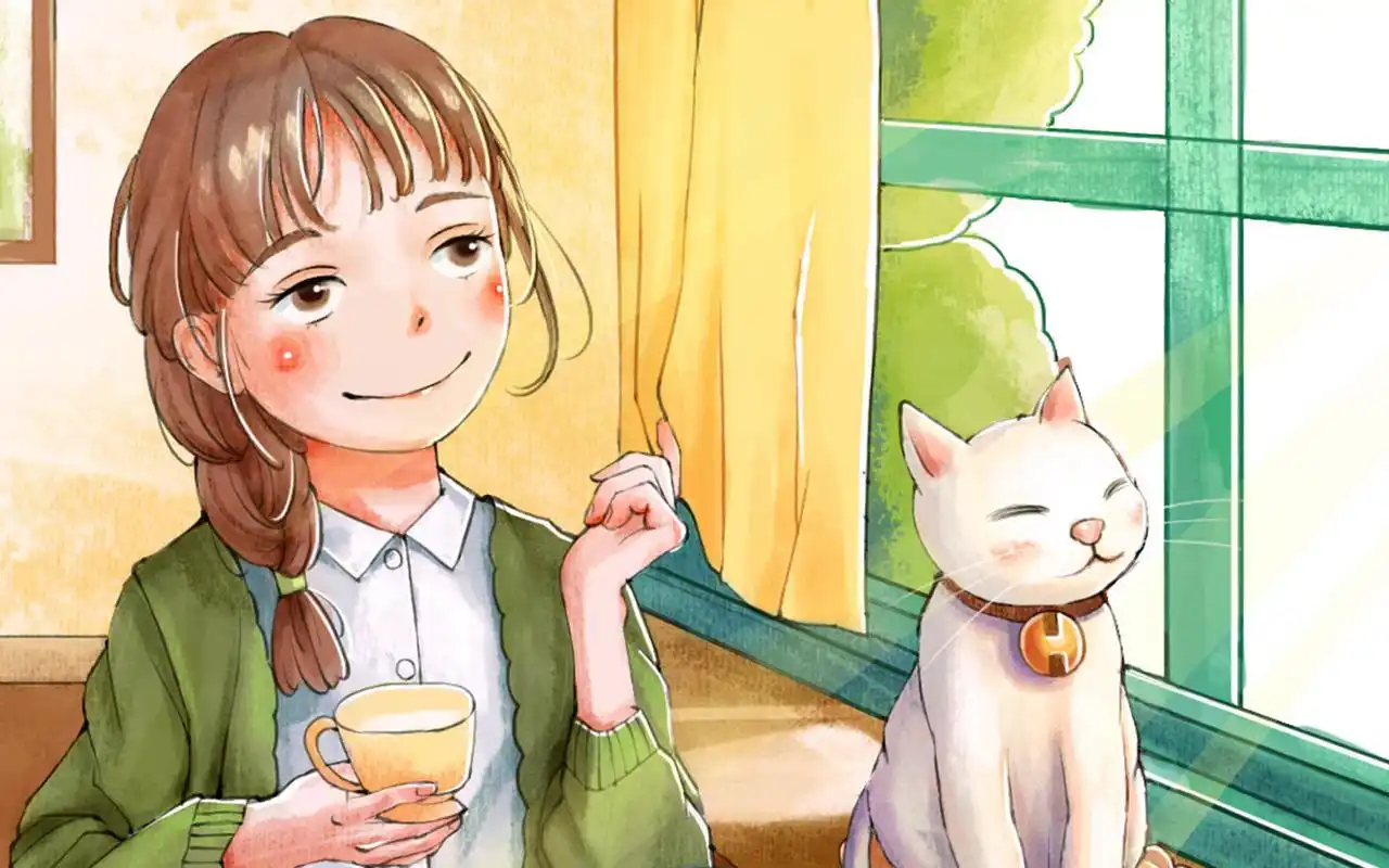 可爱手绘少女图片桌面壁纸,清新可爱的少女手绘图片,简约唯美的风格设