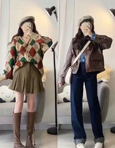 衣服的穿配法图女秋天1