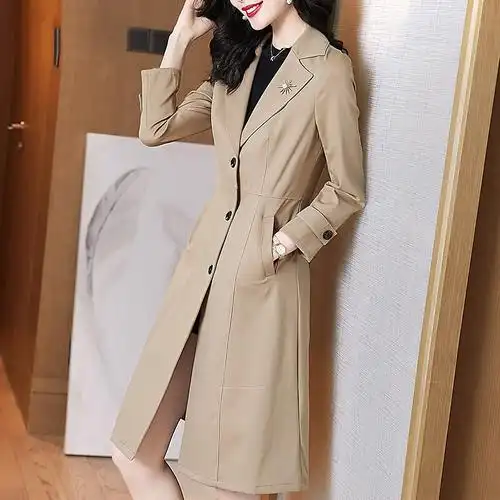 rodyhisii品牌女装中长款风衣女2021年秋季新款欧美高街工装风轻奢