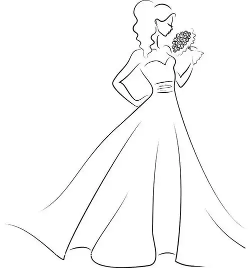 美丽的新娘人物简笔画步骤图片大全