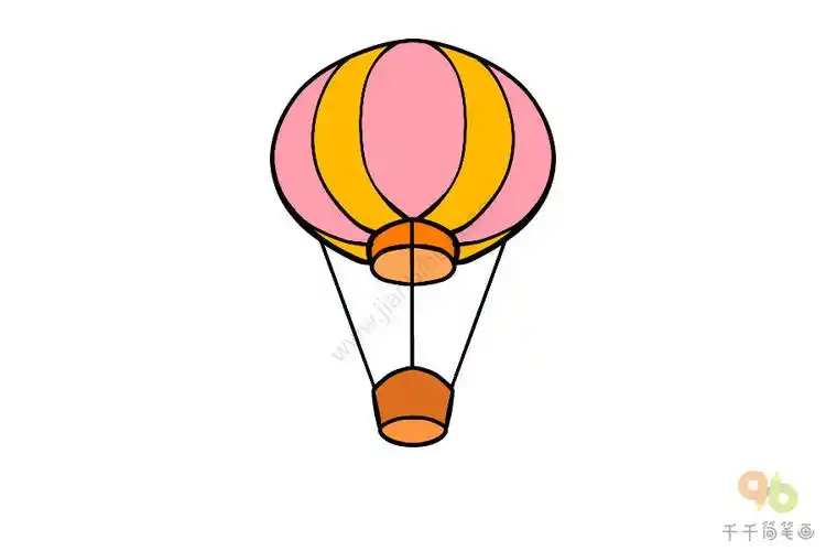 彩色热气球简笔画画法
