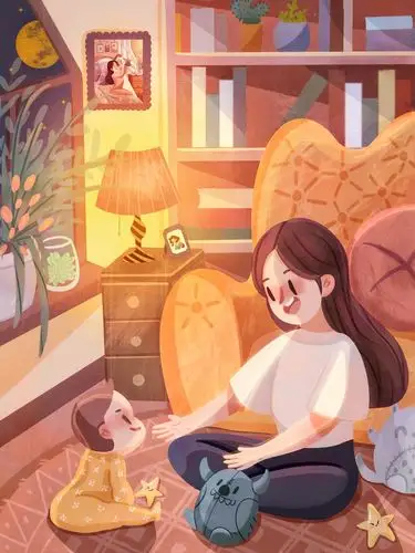 母亲节主题插画【努力做一个很棒的妈妈系列】