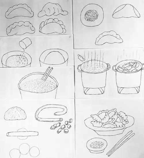 包饺子简笔画 包饺子简笔画图片大全