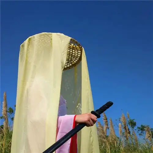 新品面纱古风斗笠帽古风女薄纱遮脸古代头纱汉服古装面纱女侠客舞蹈