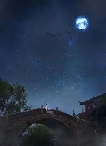 古风诗文月夜乌啼黄小扇墨色青山暗灯下流光玉瘦清香善