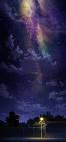 星空中的梦幻极光,动漫-手机壁纸