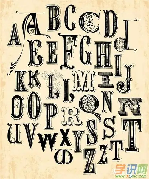 欧式复古风格英文字体图片