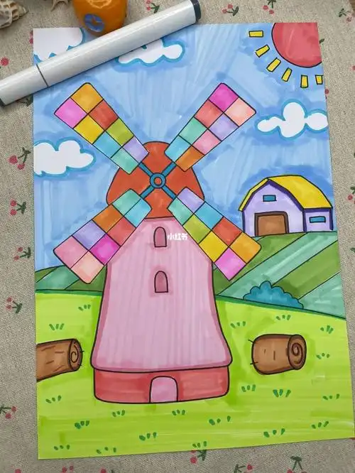 简单好画的大风车