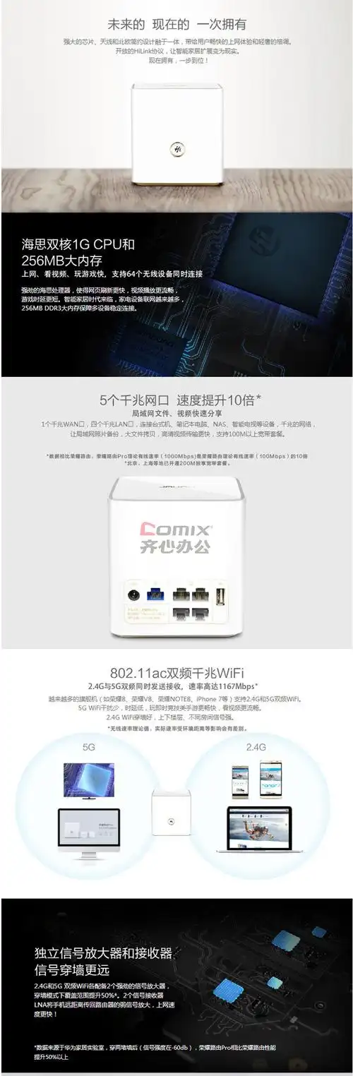 华为荣耀 pro ws851 路由器 白色