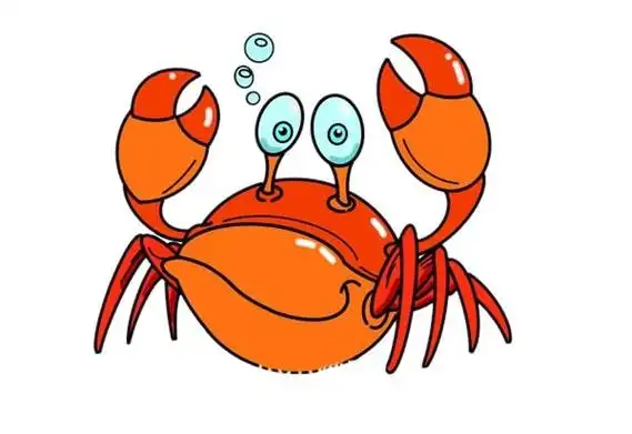 卡通螃蟹简笔画画法步骤教程,简笔画图片