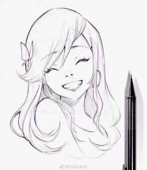 神仙画师微博转载二次元人物黑白动漫素材插画绘画线稿手绘女生男生