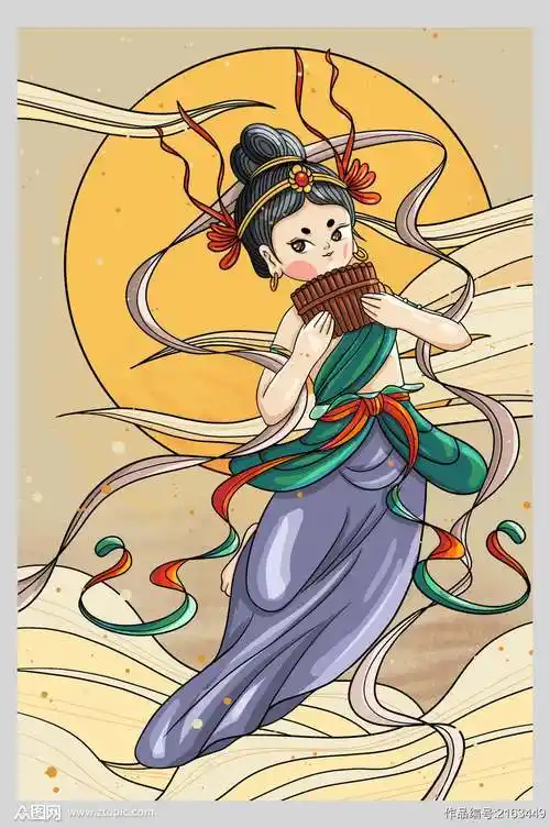 仙女飞舞升天插画设计素材