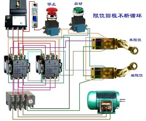 求大神三相电机接正反转及限位开关配电箱二次接线