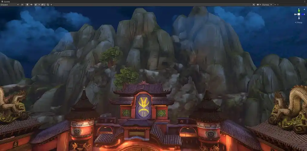 古建筑unity实时游戏场景urp管线偏卡通已烘焙,非静帧