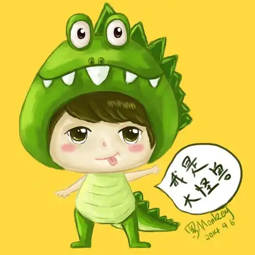 q版大怪兽小怪兽 插画 漫画 绿色 儿童|插画|游戏原