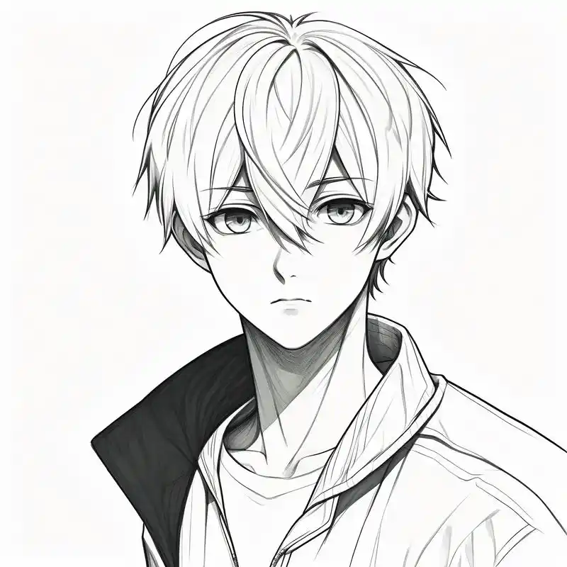 黑白素描动漫男生头像,超帅气99