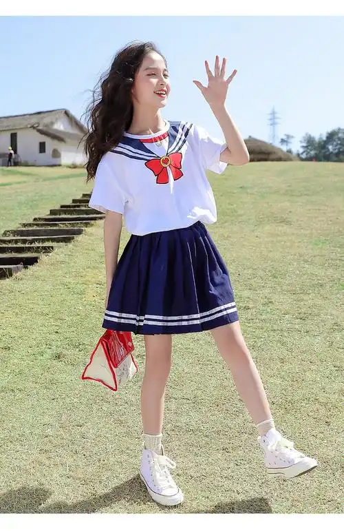 disney迪士尼女童jk裙子夏季小学生连衣裙儿童装学院风套装女孩百褶裙