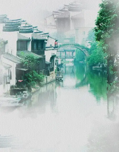 旅游海报烟雨江南