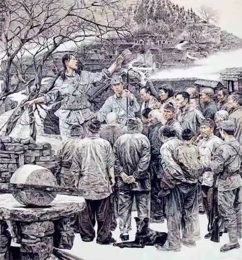 纵观沂蒙画派作品,其取材于红色遗迹,革命故事之作占了很大比例.