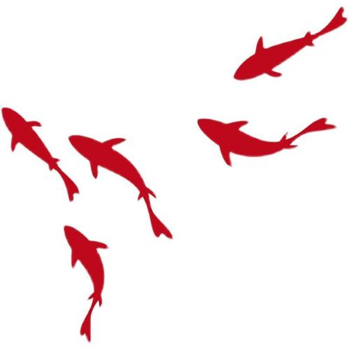 小鱼墙贴防水自粘招财鱼pvc地贴纸创意中国风剪影风格锦鲤玻璃贴