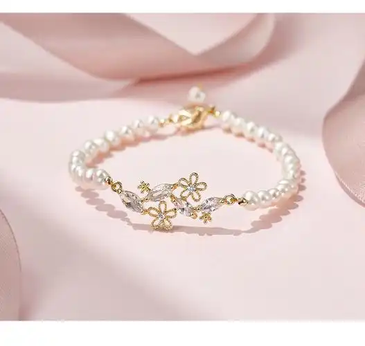 n2it淡水珍珠s925银手链手镯送妈妈母亲节礼物zdm幸运四叶草珍珠手链