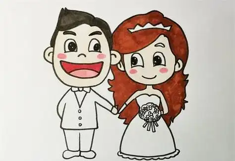 结婚人物彩色简笔画