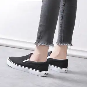 懒汉鞋女一脚蹬懒人鞋脚踩韩版简约帆布鞋夏季薄款平底舒透气鞋子