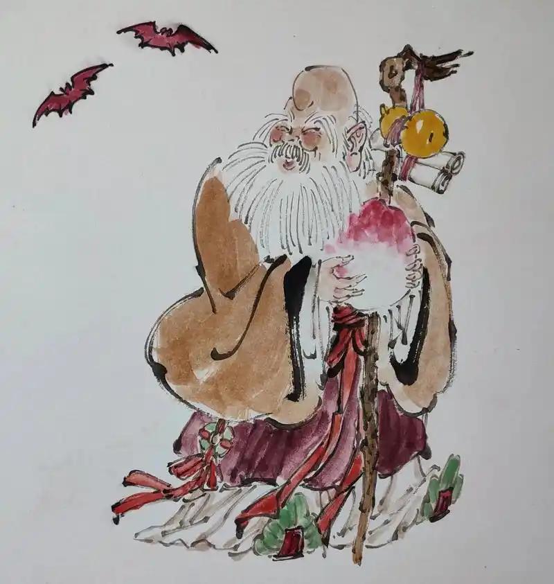 南极仙翁.#寿星 #神仙 #传统文化 #国画 #水墨写意 - 抖音