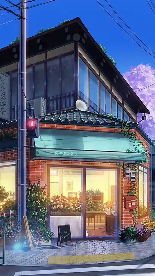 二次元街道风景图片高清手机壁纸