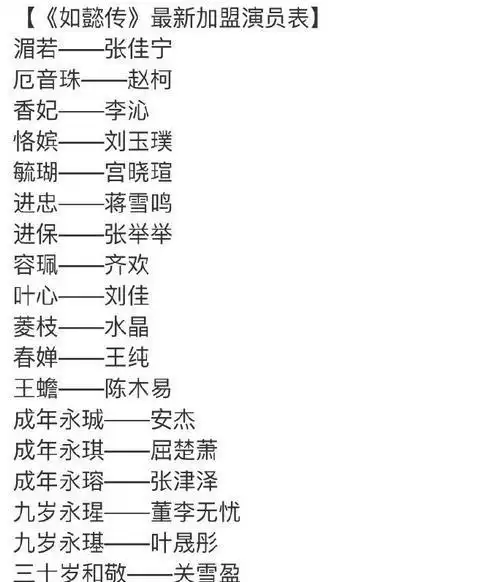 《如懿传》最新演员表更新 李沁出演香妃
