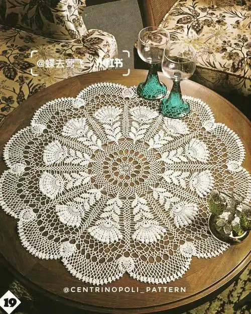 图解ins钩针编织餐巾桌布花片图案