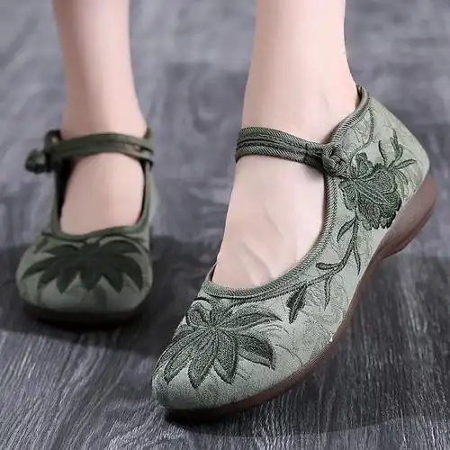 t女士老北京布鞋官方旗舰店正品女鞋民族风妈妈鞋中年女式绣花鞋