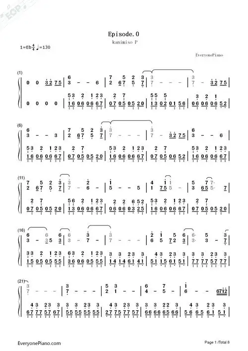 episode.0-kanimiso p双手简谱预览1