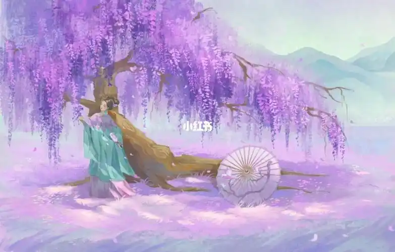 开心09#笔记灵感  #画画  #画画的日常  #粉紫色  #古风插画  #我是