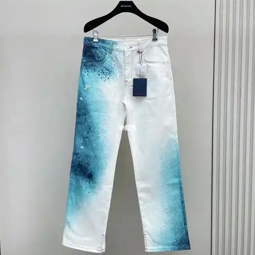 lv碎冰蓝泼墨牛仔裤