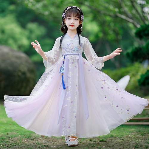 女童超仙襦裙儿童中国风汉服小女孩古装大童仙女轻纱飘逸春夏新款