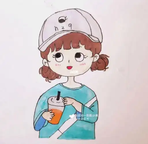 简笔画系列棒球帽女孩
