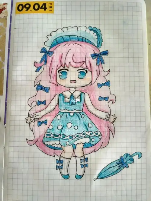 彩铅漫画美少女