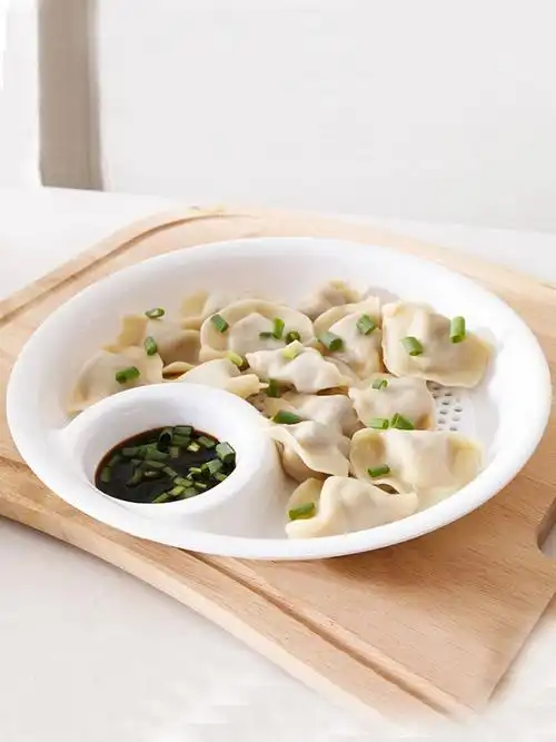 带醋碟 大号塑料饺子盘 沥水双层盘 吃水饺盘子控水果盘