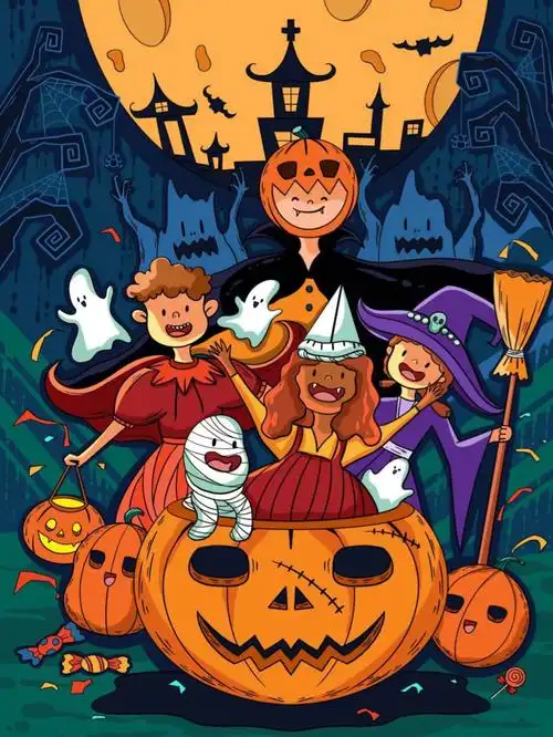 原创万圣节卡通插画分享两张万圣节插画