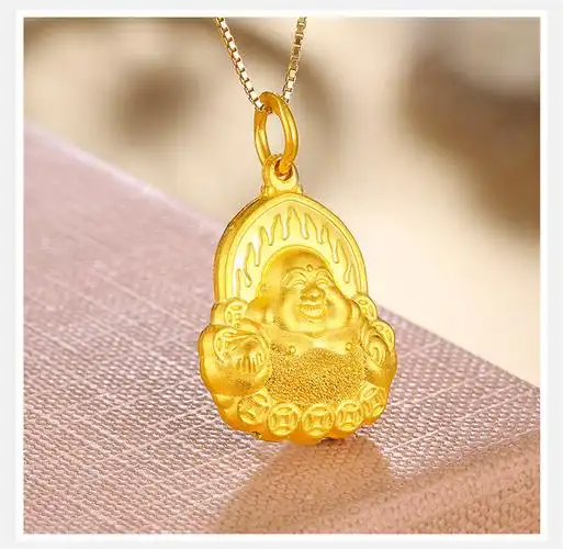 周六福 珠宝弥勒佛笑佛足金999佛黄金吊坠 不含链计价 ab040077 约3.