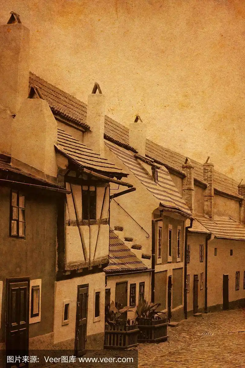 中世纪风格小巷上的复古照片