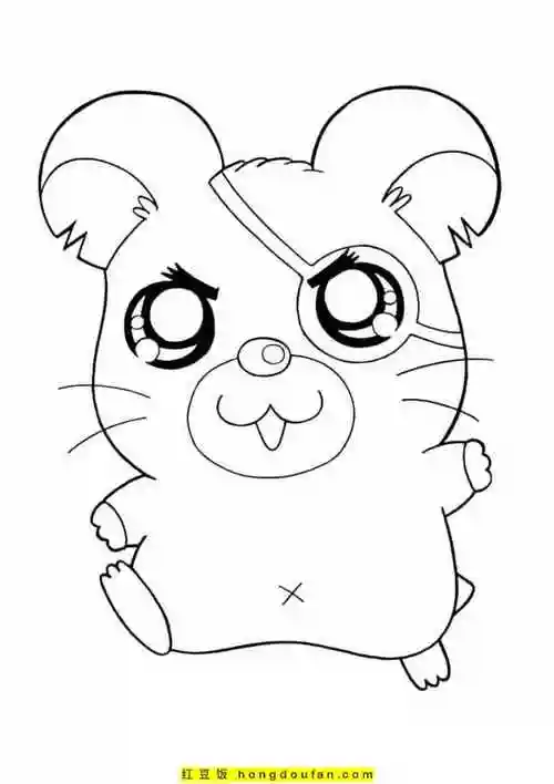 11张吃着小瓜子干果的可爱小仓鼠卡通涂色简笔画-红豆饭小学生简笔画