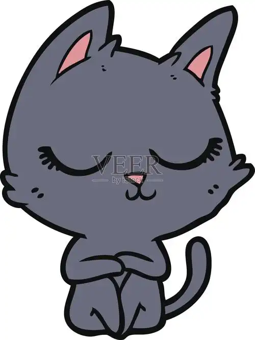 平静的卡通猫插画图片素材
