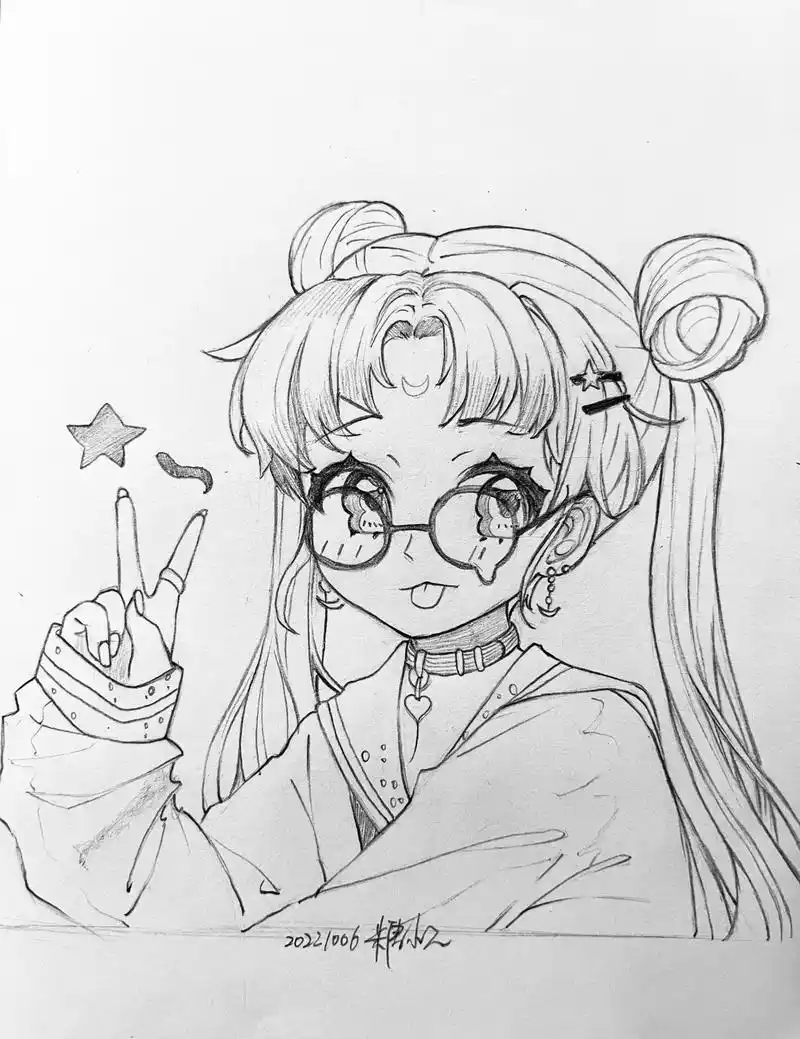 临摹:yoaihime#动漫手绘 #线稿  - 抖音