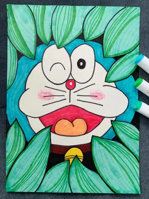 马克笔哆啦a梦简笔画附过程图