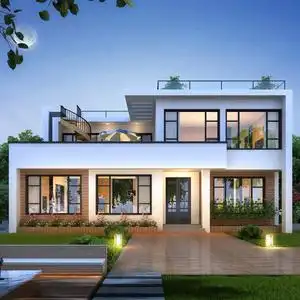 b521新款现代风简约别墅农村自建房设计图农村二层小洋房效果图