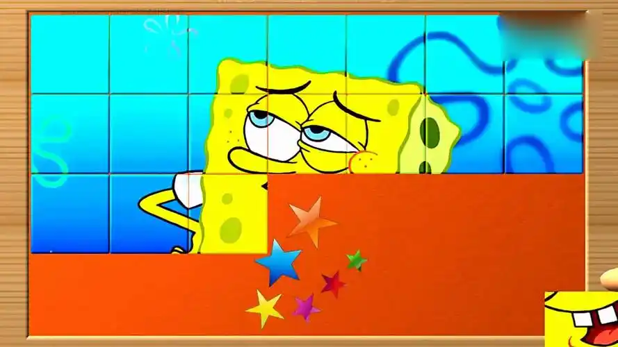 亲子早教动画 玩方块拼图游戏拼出海绵宝宝!