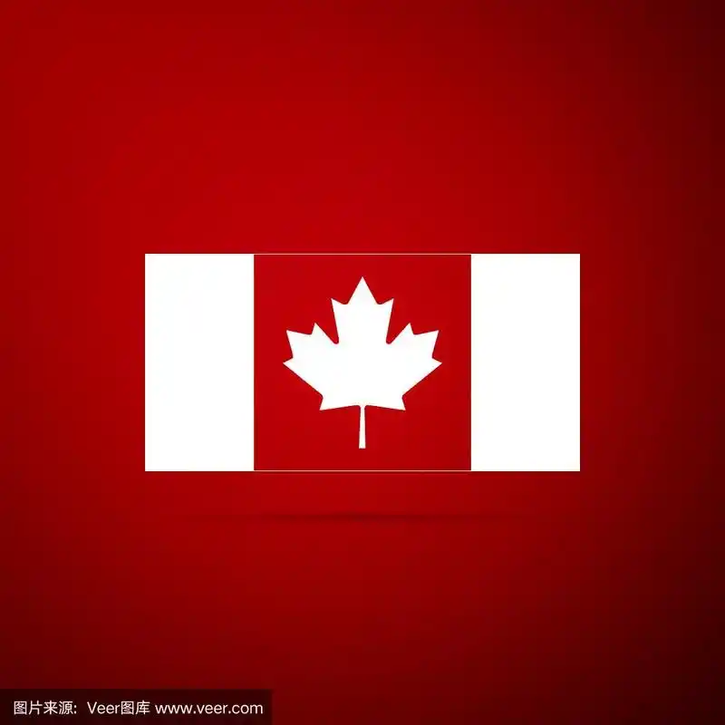 加拿大国旗图标孤立在红色背景.平面设计.矢量图