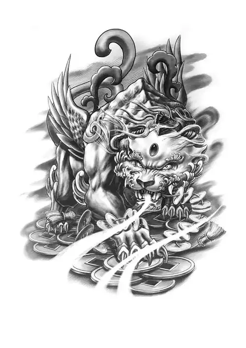 貔貅纹身手稿图案线稿收藏